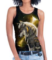 Camiseta regata de Lobo FEMININA Animal Galaxia Adulto Camiseta regata de Lobo FEMININA Animal Galaxia Adulto