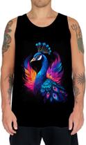 Camiseta Regata de Pavão Colorido Neon Vetor 17