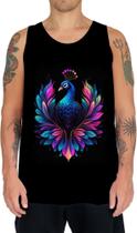 Camiseta Regata de Pavão Colorido Neon Vetor 9 Camiseta Regata de Pavão Colorido Neon Vetor 9