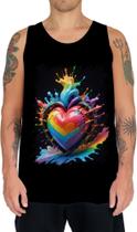 Camiseta Regata do Orgulho LGBT Coração Amor 19