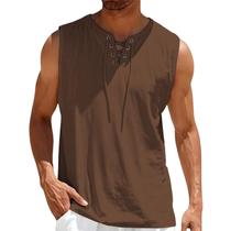Camiseta regata domirica Hawaiian Beach Solid Brown para homens 5GG Camiseta regata domirica Hawaiian Beach Solid Brown para homens 5GG