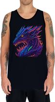 Camiseta Regata Dragão Neon Monstro Fogo Rei Mitologia 1