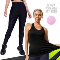 Camiseta REGATA DRY FIT MALHA FRIA POLIAMIDA + Calça LEG LEGGING REDINHA Conjunto Fitness 537