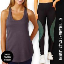Camiseta REGATA DRY FIT MALHA FRIA POLIAMIDA + Calça LEG LEGGING REDINHA Conjunto Fitness 537