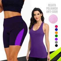 Camiseta Regata Dry Fit MALHA FRIA POLIAMIDA + Short Leg Legging REDINHA Conjunto Fitness 549