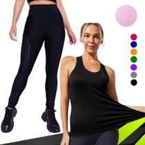 Camiseta REGATA DRY FIT Tecido furadinho + CALÇA leg LEGGING REDINHA Conjunto Fitness Feminino 631