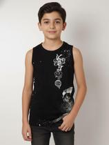 Camiseta Regata Estampada Juvenil Para Menino- PRETO Camiseta Regata Estampada Juvenil Para Menino- PRETO