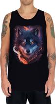 Camiseta Regata Estampada Lobo Mal Fogo Animais Floresta 1