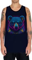 Camiseta Regata Estampada T-shirt Face Urso Neon Moda 3