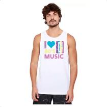 Camiseta Regata Eu amo musica anos 80