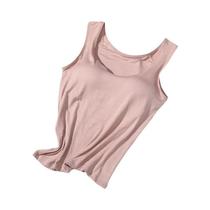 Camiseta Regata Feminina Acolchoada Com Sutiã Embutido, Cor Sólida, Casual, 2023