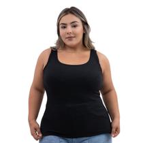 Camiseta Regata Feminina Alça Larga Canelada Plus Size Blusa Cavada Verão