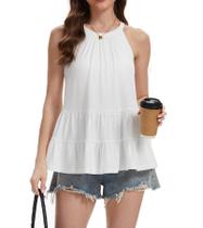 Camiseta regata feminina ANYFITTING com sutiã embutido Peplum Loose Camiseta regata feminina ANYFITTING com sutiã embutido Peplum Loose