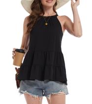 Camiseta regata feminina ANYFITTING com sutiã embutido Peplum Loose Camiseta regata feminina ANYFITTING com sutiã embutido Peplum Loose