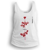 Camiseta regata feminina Dasantigas malha 100% algodão estampa Depeche Mode - Violator em serigrafia