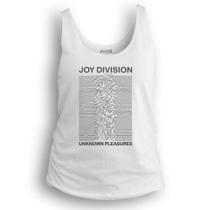 Camiseta regata feminina Dasantigas malha 100% algodão estampa Joy Division - Unknown Pleasures