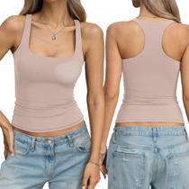 Camiseta regata feminina EasyGala acolchoada com forro duplo, damasco, grande