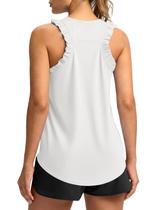Camiseta regata feminina Fisoew, de verão, com babados, sem mangas, branca