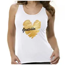 Camiseta regata feminina gratidão réveillon feliz ano novo