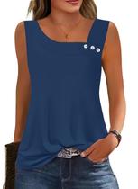 Camiseta regata feminina GUNEST listrada cinza branca azul de verão L