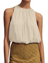 Camiseta regata feminina Halter Crop Navonta Summer, poliéster