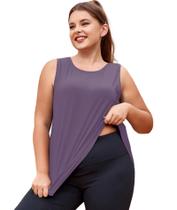 Camiseta regata feminina LALAGEN Plus Size Workout Yoga roxa XXL Camiseta regata feminina LALAGEN Plus Size Workout Yoga roxa XXL