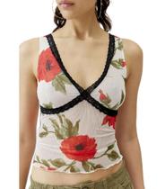 Camiseta regata feminina Leyajedol, Y2K, renda, decote em V, curta, branca