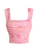 Camiseta regata feminina Milumia com estampa floral franzida rosa 12 anos
