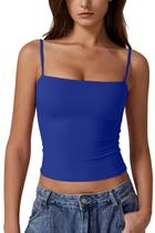 Camiseta regata feminina QINSEN com forro duplo Basic Sapphire XL