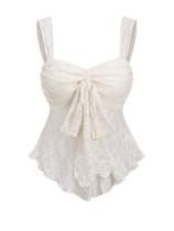 Camiseta regata feminina SOLY HUX sem mangas, gravata frontal, renda, peplum