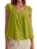 Camiseta regata feminina Tankaneo, de verão, manga, amarela, verde