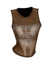 Camiseta regata feminina WDIRARA Sparkly Strass Mesh Crop