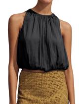 Camiseta regata feminina Ythomm Halter Crop Bubble sem mangas preta Camiseta regata feminina Ythomm Halter Crop Bubble sem mangas preta