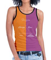Camiseta regata Fevereiro Laranja e Fevereiro Roxo FEMININA
