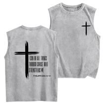 Camiseta regata Fkatuzi Boys God Jesus Christian Acid Wash Cotton