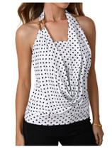 Camiseta regata Floerns, de verão, drapeada, frontal, gola alta, gola alta, feminina Camiseta regata Floerns, de verão, drapeada, frontal, gola alta, gola alta, feminina