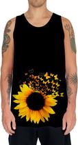 Camiseta Regata Flor do Sol Girassol Natureza Amarela HD 2