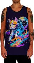 Camiseta Regata Galaxias Gato Astronauta Fofo Marte Lua 2