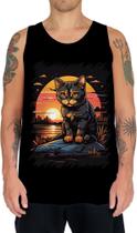 Camiseta Regata Gatinho no Pôrdo Sol Sunset 12