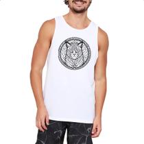 Camiseta Regata Gato Mandala Linear Arte