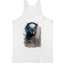 Camiseta Regata Gato preto na lua cheia