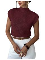 Camiseta regata GORGLITTER, cintura cortada e apertada, cor de vinho Camiseta regata GORGLITTER, cintura cortada e apertada, cor de vinho
