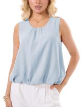 Camiseta regata GTLIAE Bubble Bainha plissada, texturizada, sem mangas, feminina