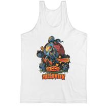 Camiseta Regata Halloween Bruxa voando vassoura