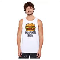 Camiseta Regata Hamburguer amor a primeira mordida