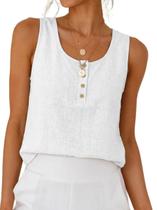 Camiseta regata IDEALSANXUN Linen para mulheres 2026 branca tamanho S Camiseta regata IDEALSANXUN Linen para mulheres 2026 branca tamanho S