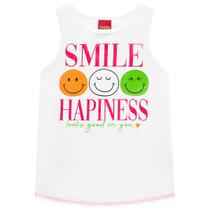 Camiseta Regata Infantil KYLY Menina Smile Blusa Tam 4 a 8