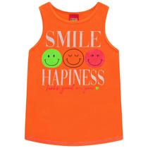 Camiseta Regata Infantil KYLY Menina Smile Blusa Tam 4 a 8
