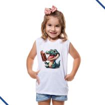 Camiseta Regata Infantil Meino Menina Safari Jacaré Jacarezinho Zoológico Zoo - Retha Estilos