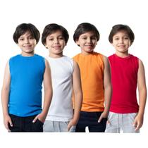 Camiseta Regata Infantil Menino Algodão Kit com 4 Camiseta Regata Infantil Menino Algodão Kit com 4